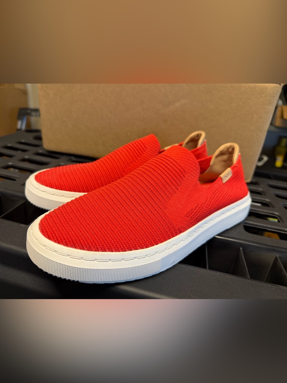 UGG Men's Slip-On Knit Loafers in Red with White Sole
